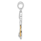 De-Ani Sterling Silver Rhodium-Plated Polished Palm Tree with 14k Sailboat Pendant