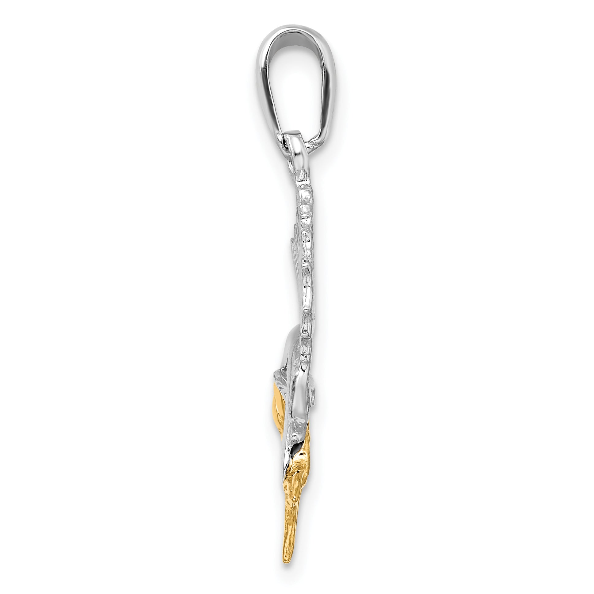De-Ani Sterling Silver Rhodium-Plated Polished Sailfish with 14k Accents Pendant Secondary image