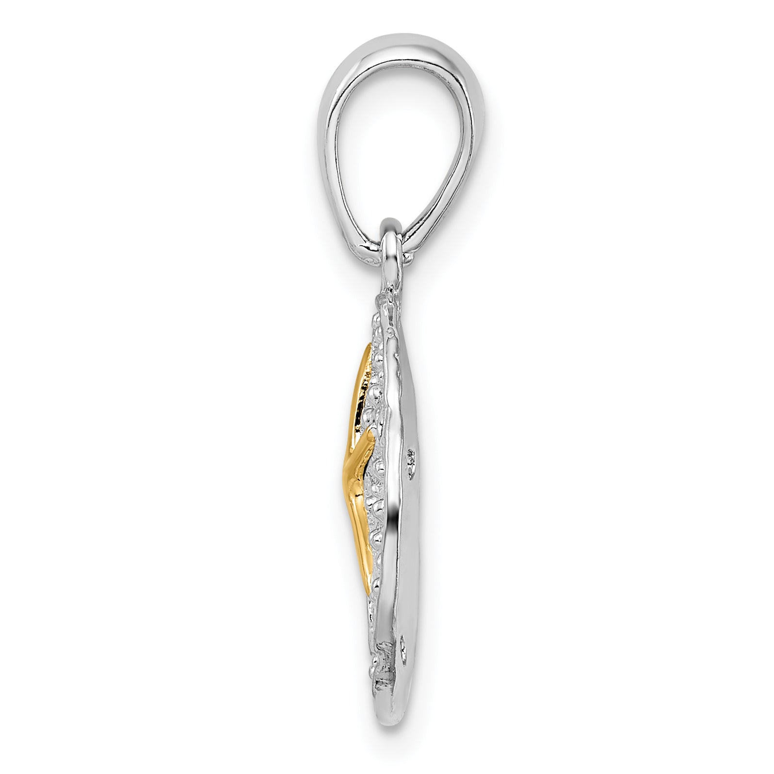 De-Ani Sterling Silver Rhodium-Plated Textured Sand Dollar with 14k Starfish Pendant Secondary image