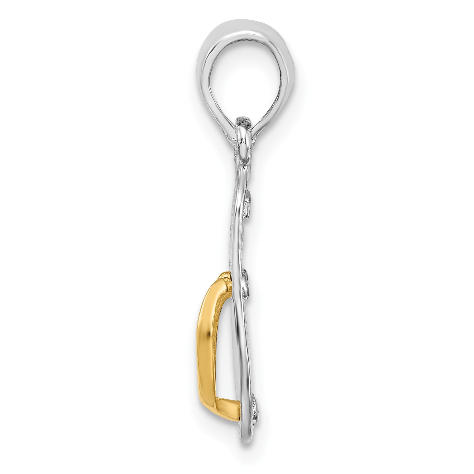 De-Ani Sterling Silver Rhodium-Plated Textured 3D Flip-flop with 14 Straps Pendant Secondary image