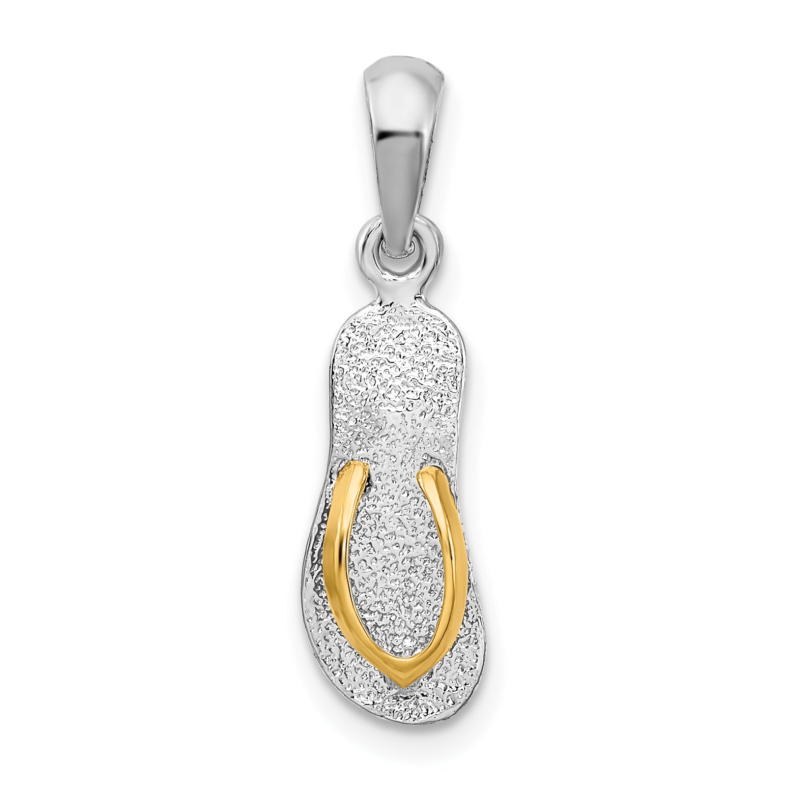 De-Ani Sterling Silver Rhodium-Plated Textured 3D Flip-flop with 14 Straps Pendant Main image