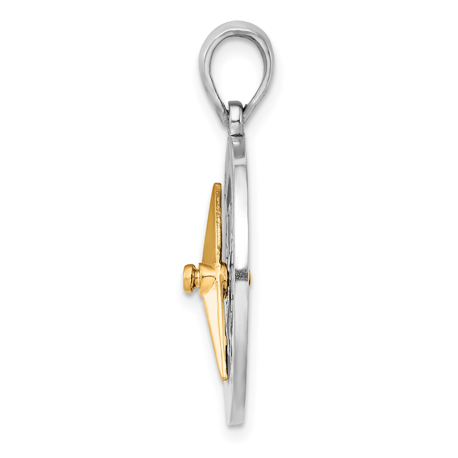 De-Ani Sterling Silver Rhodium-Plated Enameled Compass with 14k Moving Needle Pendant Secondary image