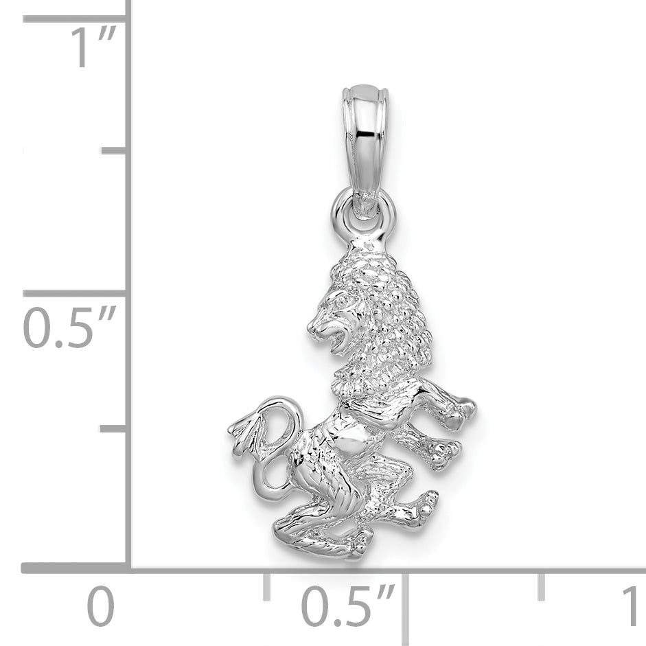 De-Ani Sterling Silver Rhodium-Plated Polished 3D Leo Zodiac Pendant