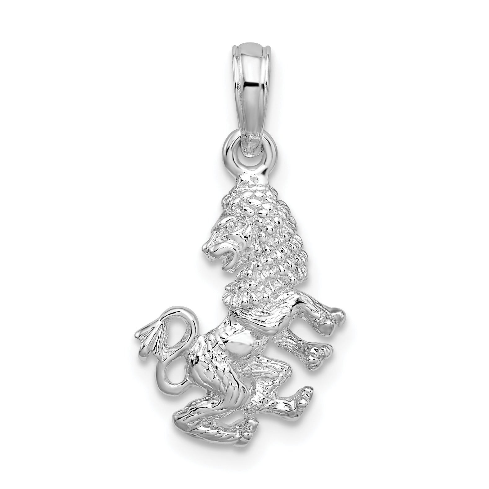 De-Ani Sterling Silver Rhodium-Plated Polished 3D Leo Zodiac Pendant Main image