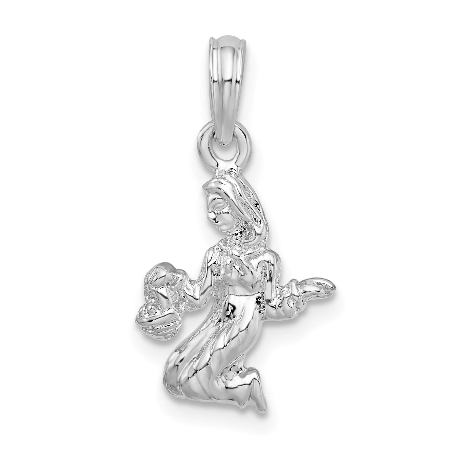 De-Ani Sterling Silver Rhodium-Plated Polished 3D Virgo Zodiac Pendant Main image