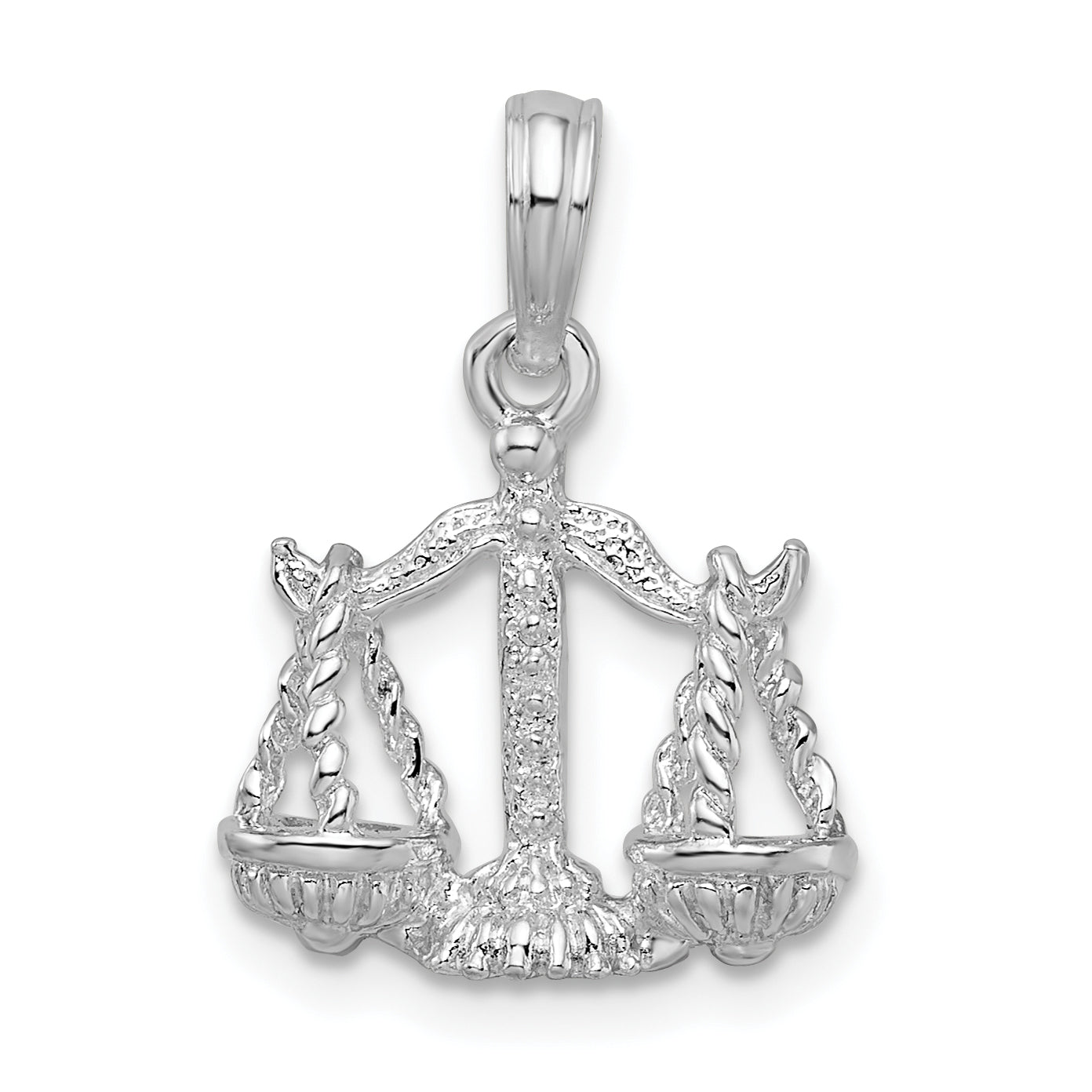 De-Ani Sterling Silver Rhodium-Plated Polished 3D Libra Zodiac Pendant Main image