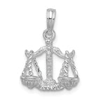 De-Ani Sterling Silver Rhodium-Plated Polished 3D Libra Zodiac Pendant