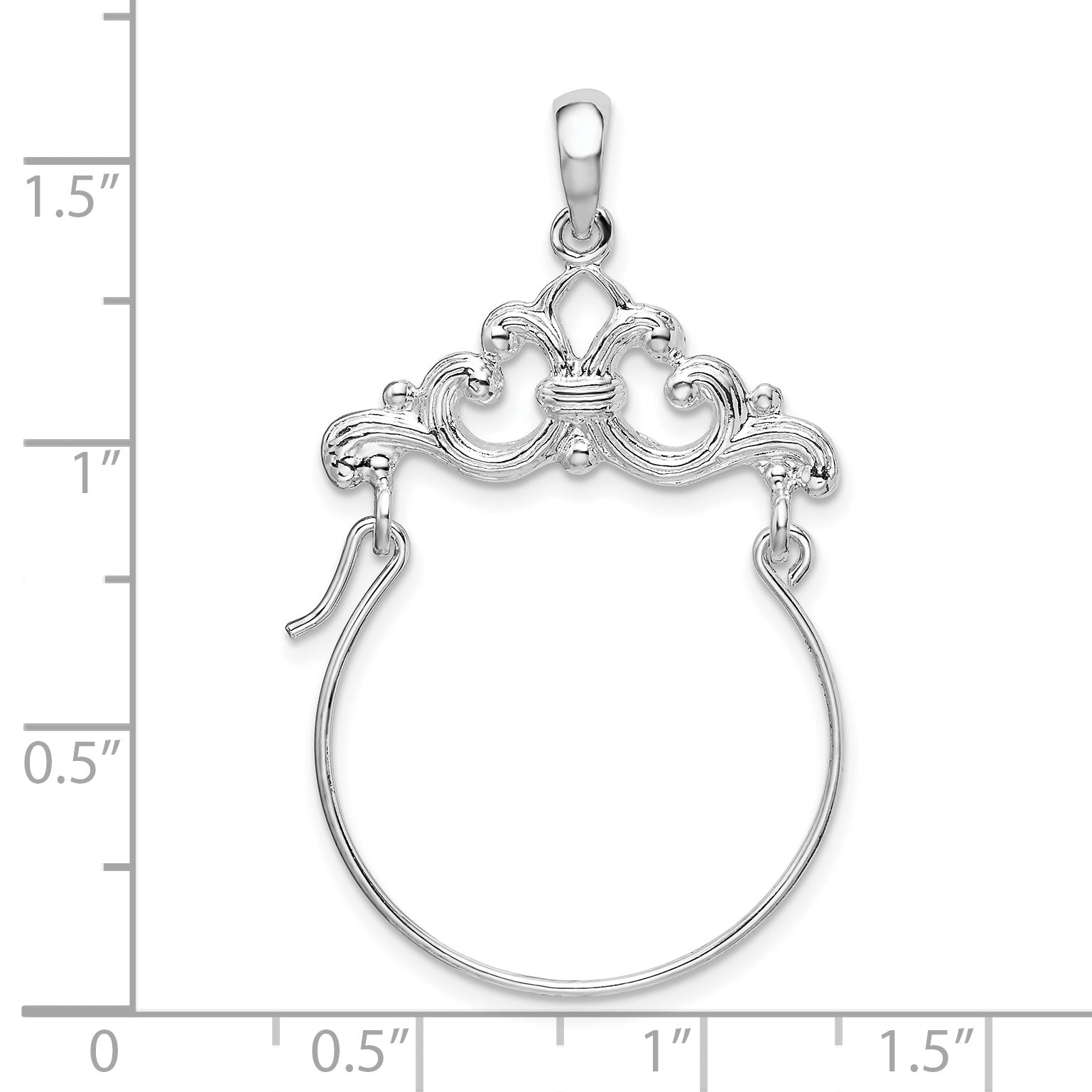 De-Ani Sterling Silver Rhodium-plated Polished Scroll Design Charm Holder