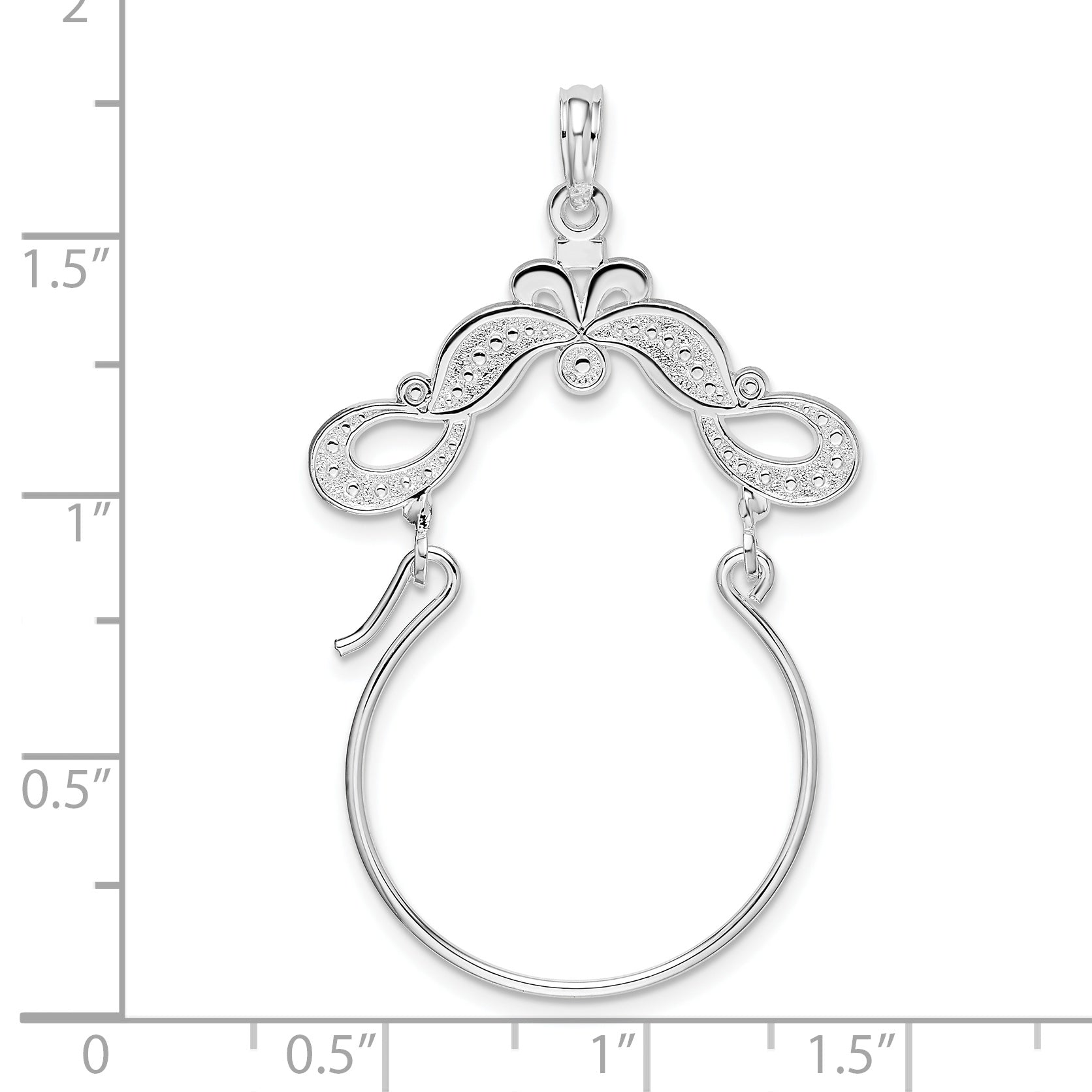 De-Ani Sterling Silver Rhodium-plated Polished Beaded Scroll Design Charm Holder Secondary image