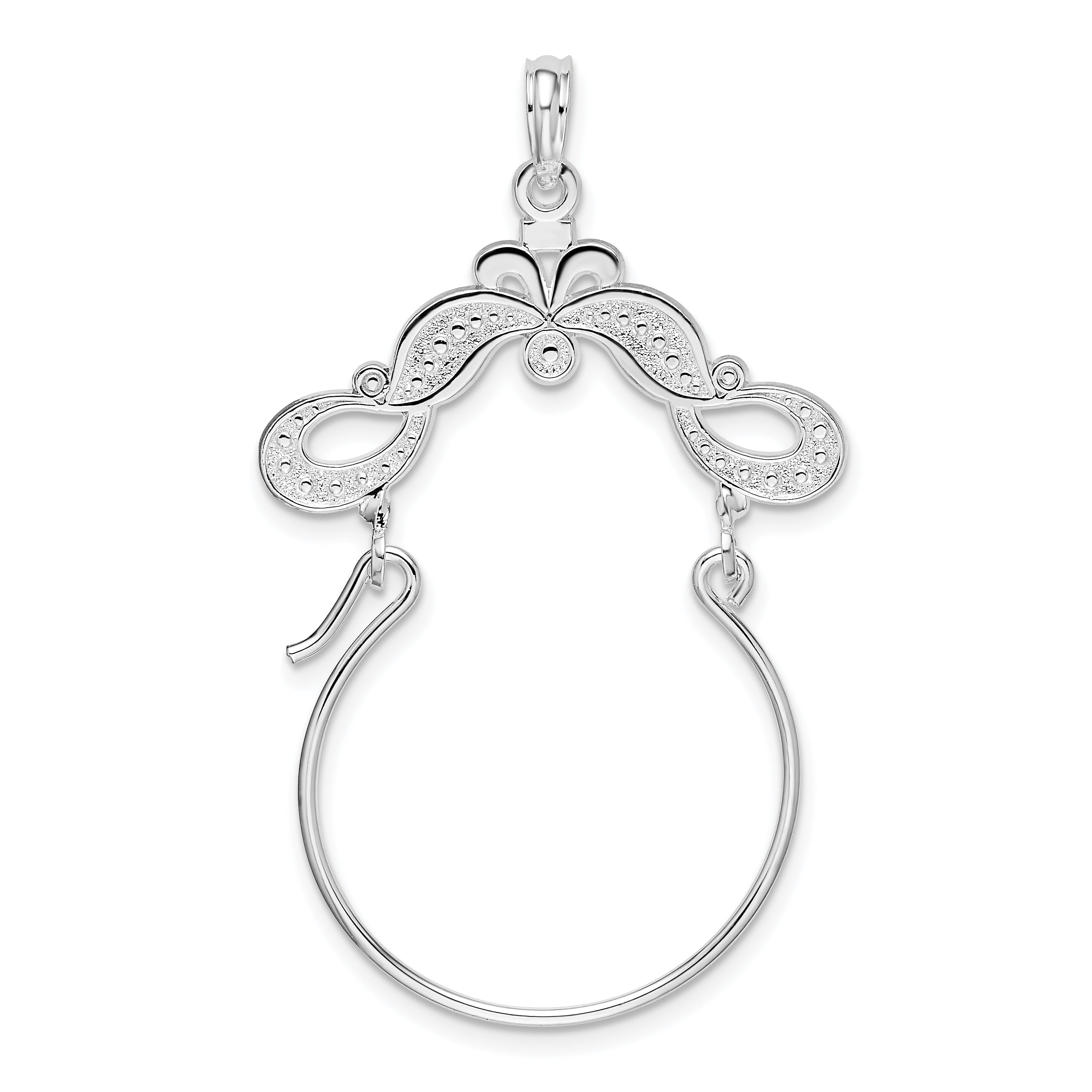 De-Ani Sterling Silver Rhodium-plated Polished Beaded Scroll Design Charm Holder Main image