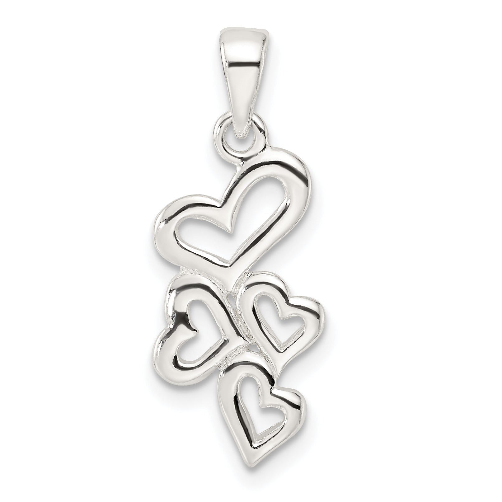 Sterling Silver Polished Multiple Heart Pendant Main image