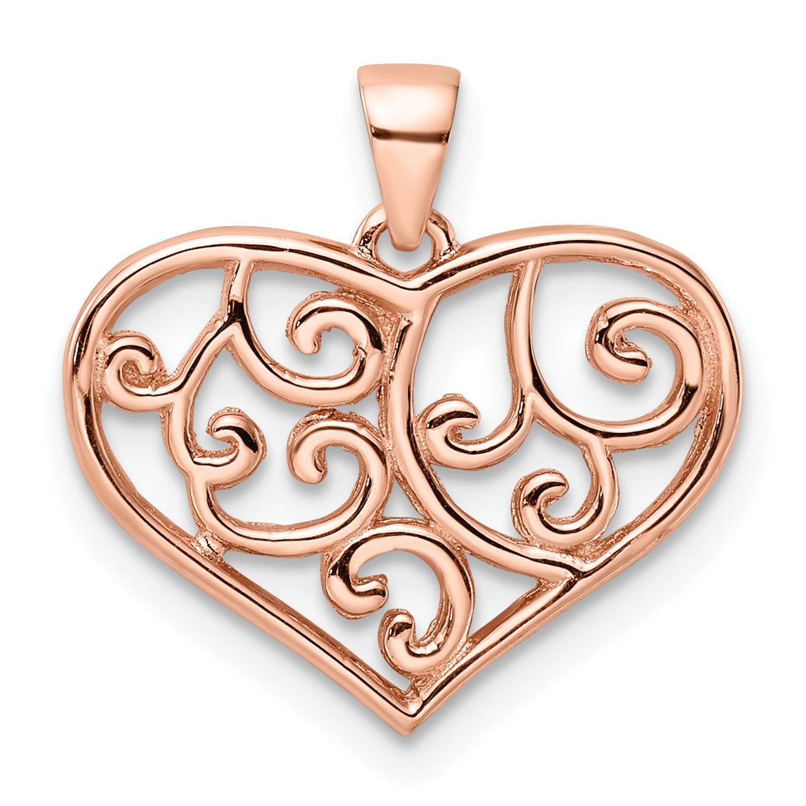 Sterling Silver Rose Tone Filigree Heart Pendant Main image