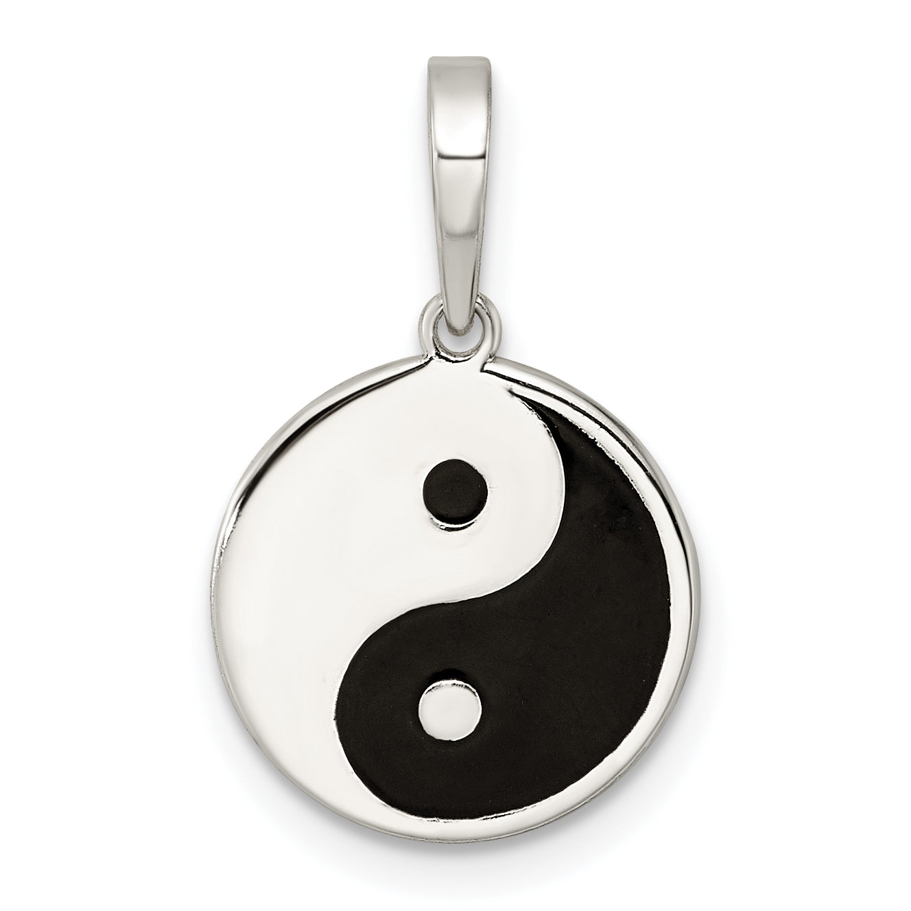 Sterling Silver Rhodium-plated Enameled Yin Yang Pendant Main image