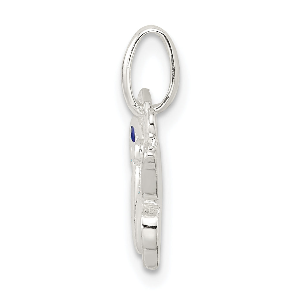 Sterling Silver Polished Enameled Butterfly Pendant