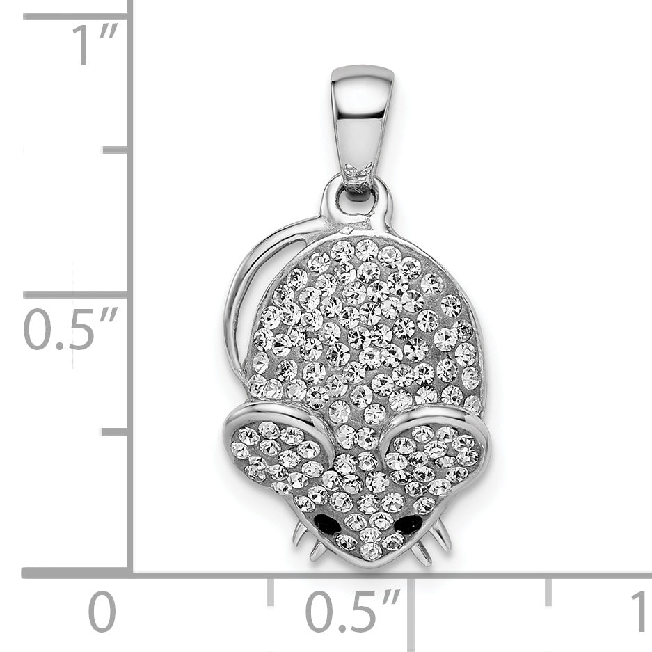 Sterling Silver Rhodium-plated Preciosa Crystal Mouse Pendant