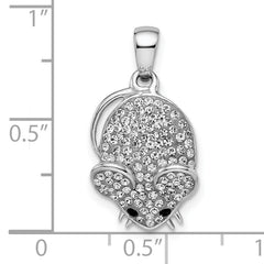 Sterling Silver Rhodium-plated Preciosa Crystal Mouse Pendant
