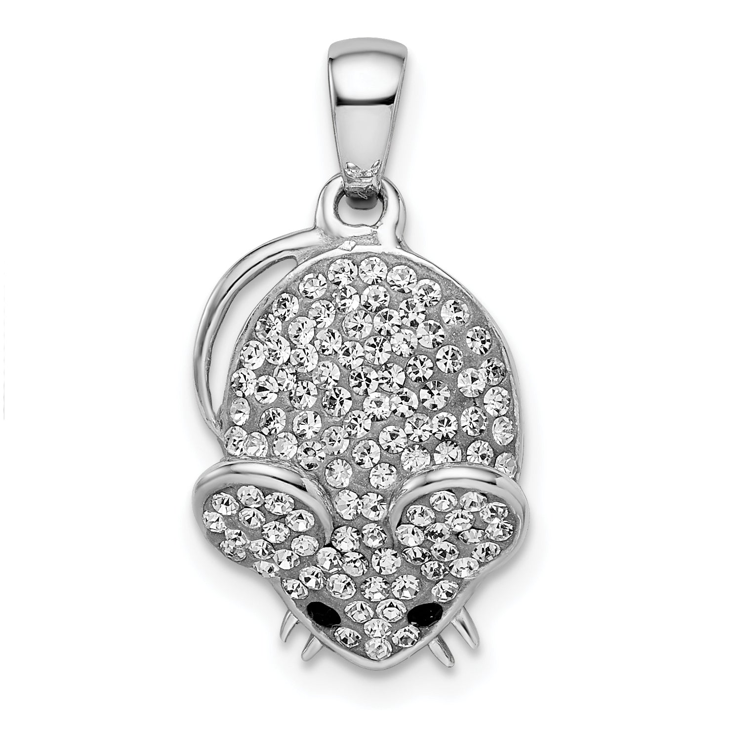 Sterling Silver Rhodium-plated Preciosa Crystal Mouse Pendant Main image