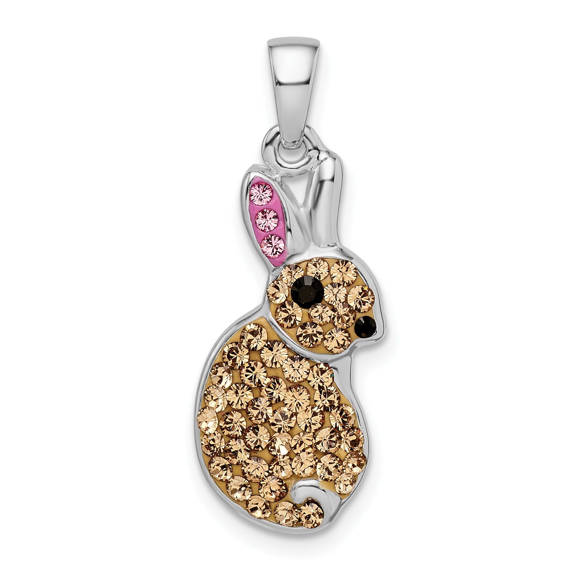 Sterling Silver Rhodium-plated Preciosa Crystal Rabbit Pendant Main image
