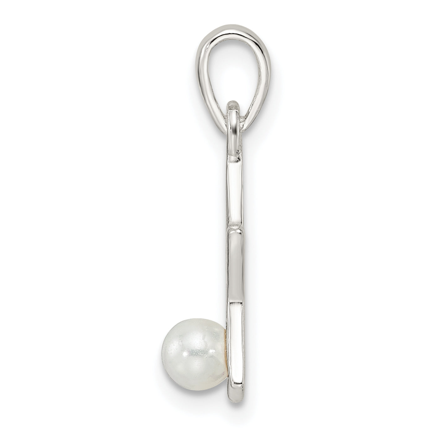 Sterling Silver Rhodium-plated Polished Imitation Pearl Star Pendant Secondary image