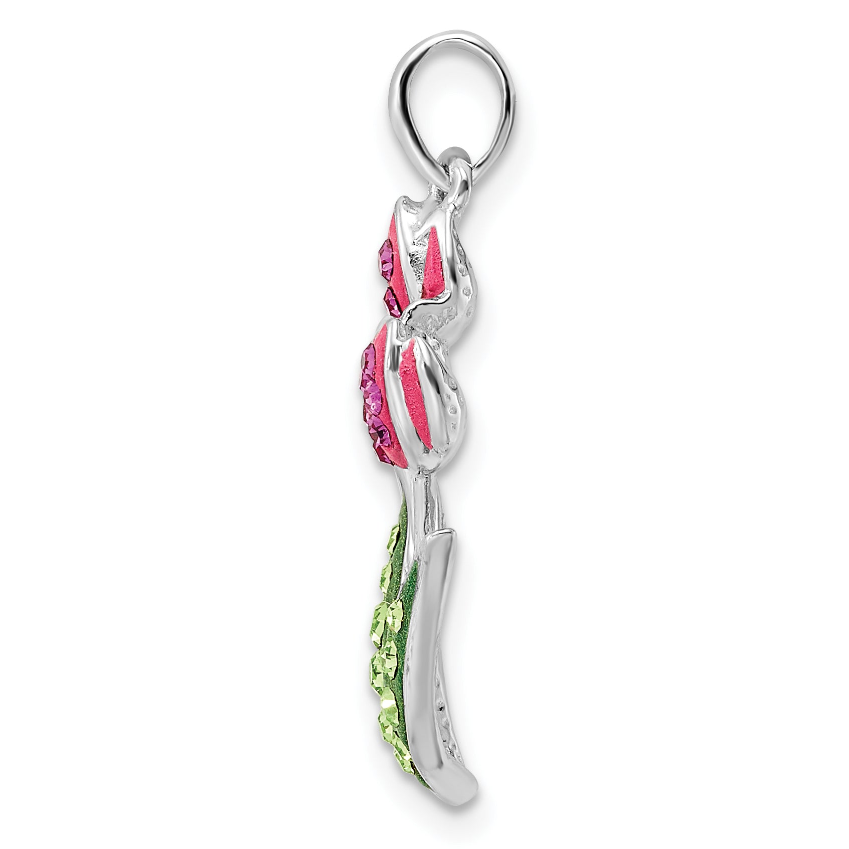 Sterling Silver Rhodium-plated Preciosa Crystal Tulips Pendant Secondary image
