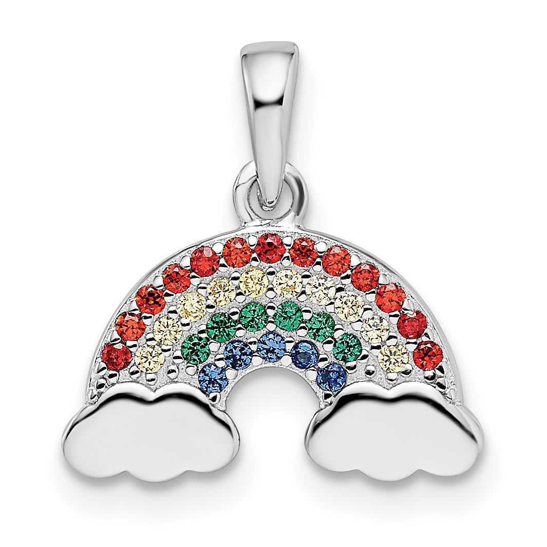 Sterling Silver Rh-plated Multi-color Nano Crystal Rainbow Pendant Main image
