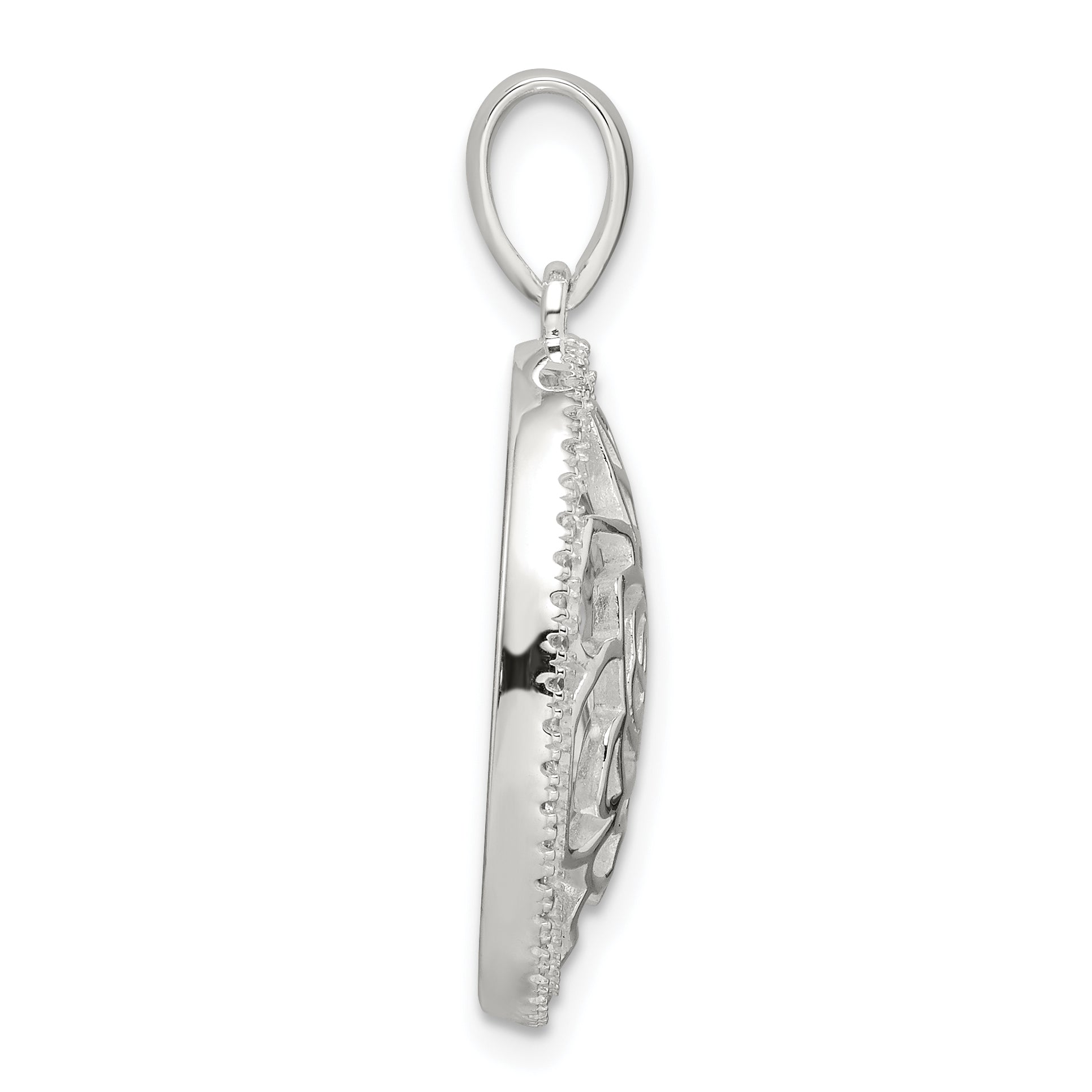 Sterling Silver CZ Rose Pendant Secondary image