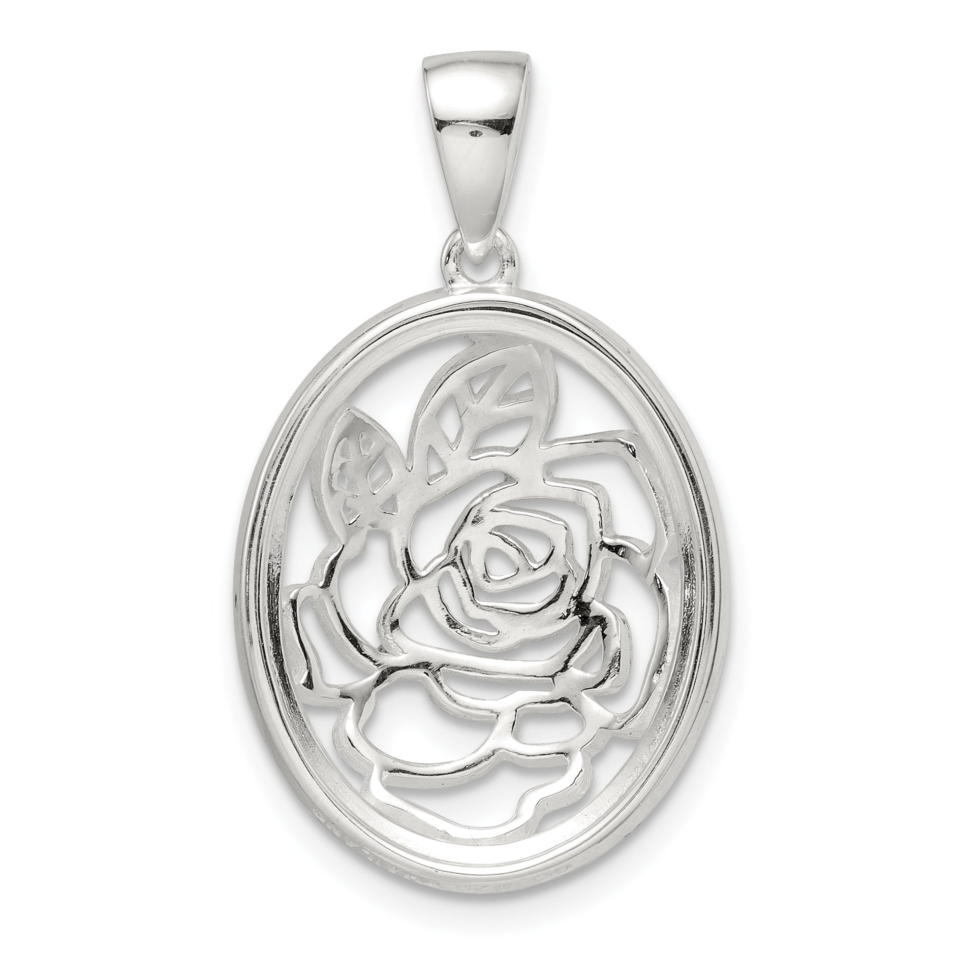 Sterling Silver CZ Rose Pendant