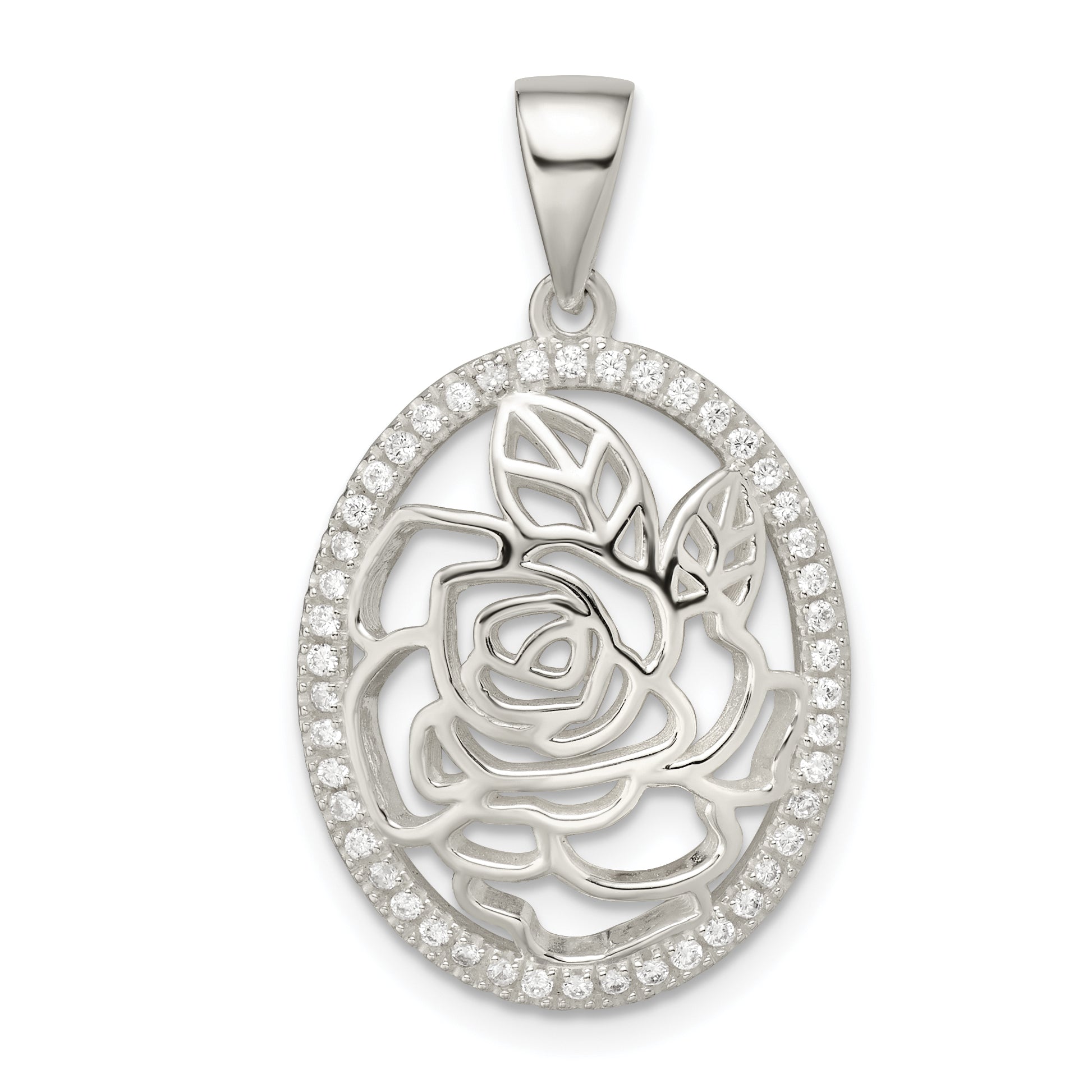 Sterling Silver CZ Rose Pendant Main image