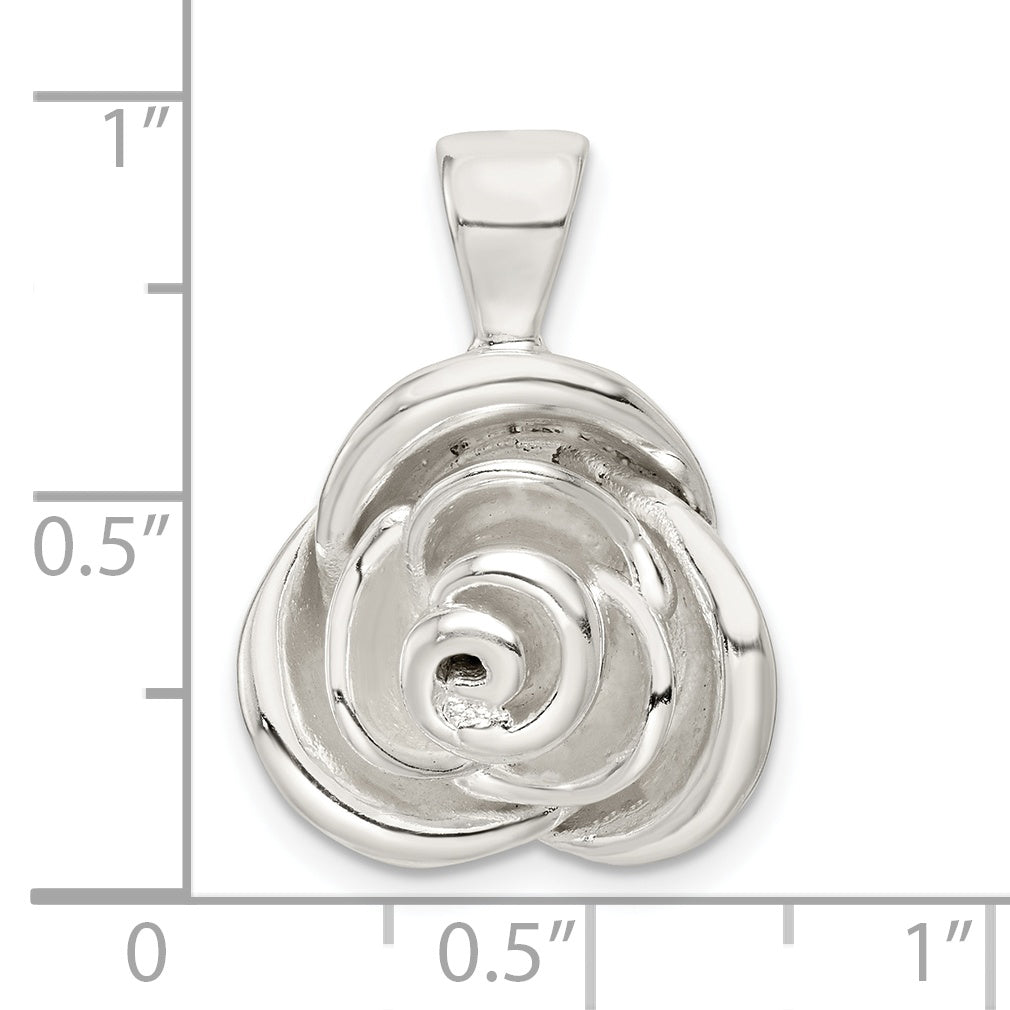 Sterling Silver Polished Hollow Rose Pendant