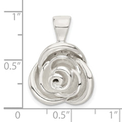 Sterling Silver Polished Hollow Rose Pendant