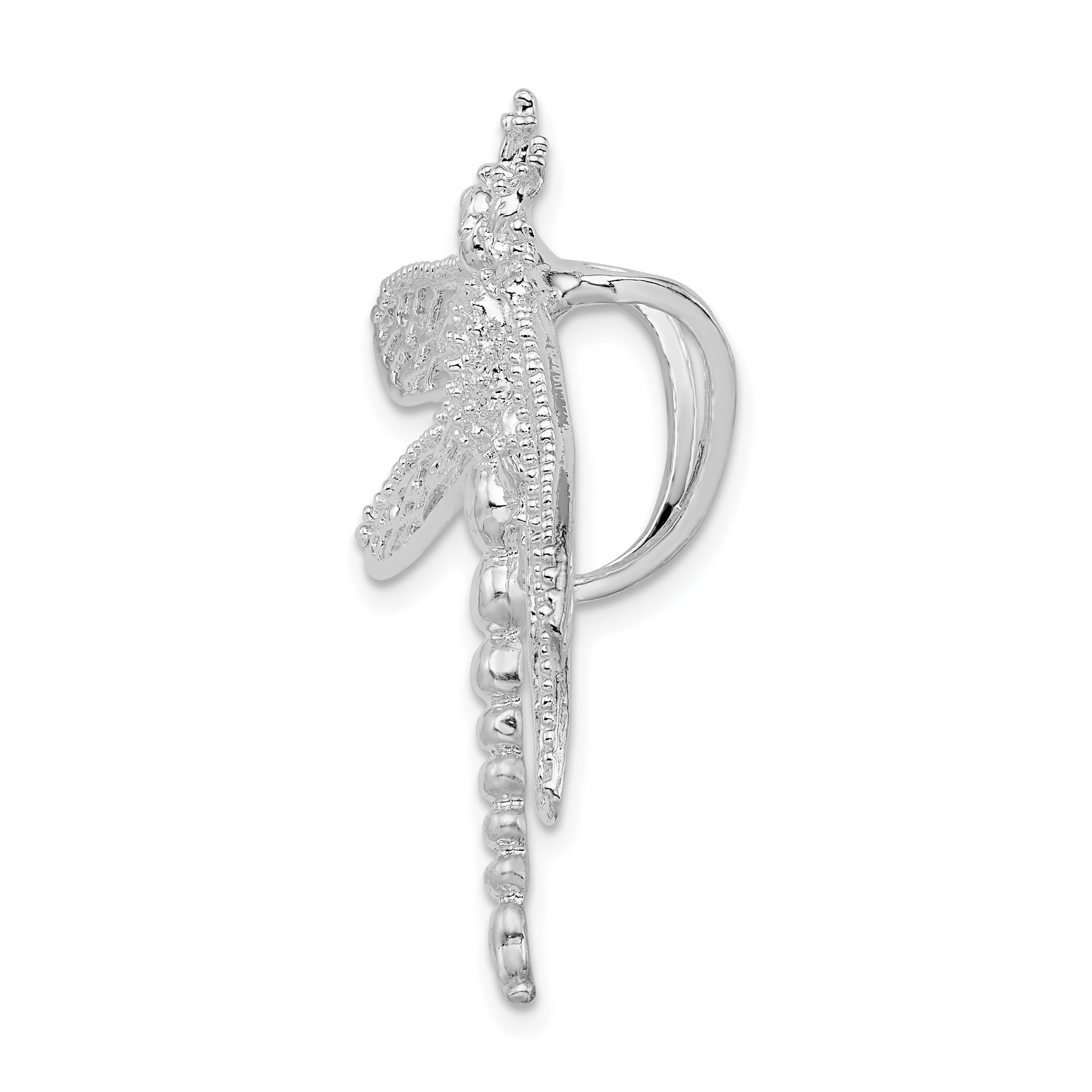 De-Ani Sterling Silver Rhodium-Plated Polished Dragonfly with Filigree Wings Slide Secondary image