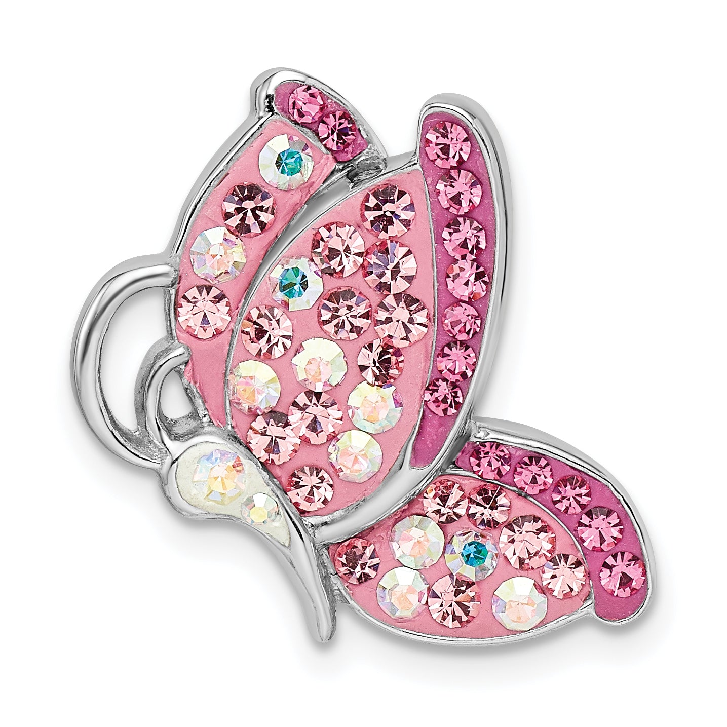 Sterling Silver Rhodium-plated Preciosa Crystal Butterfly Chain Slide Main image