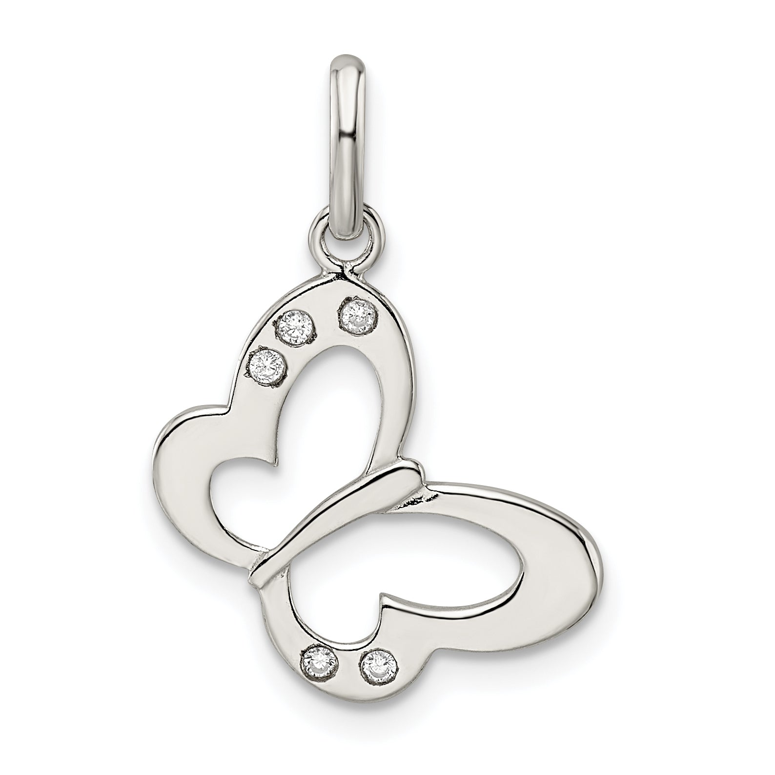 Sterling Silver Polished CZ Butterfly Pendant Main image