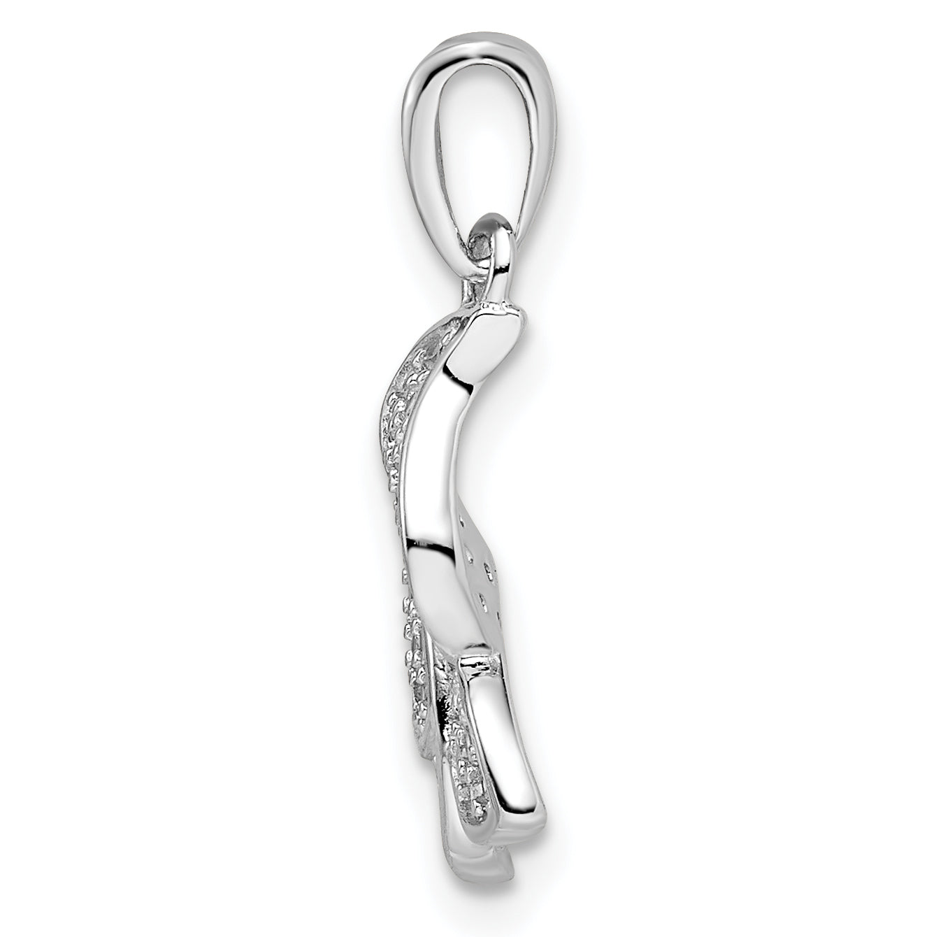 Sterling Silver Rhodium-plated CZ Butterfly Pendant Secondary image