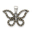 Sterling Silver Antiqued Polished Marcasite Butterfly Pendant