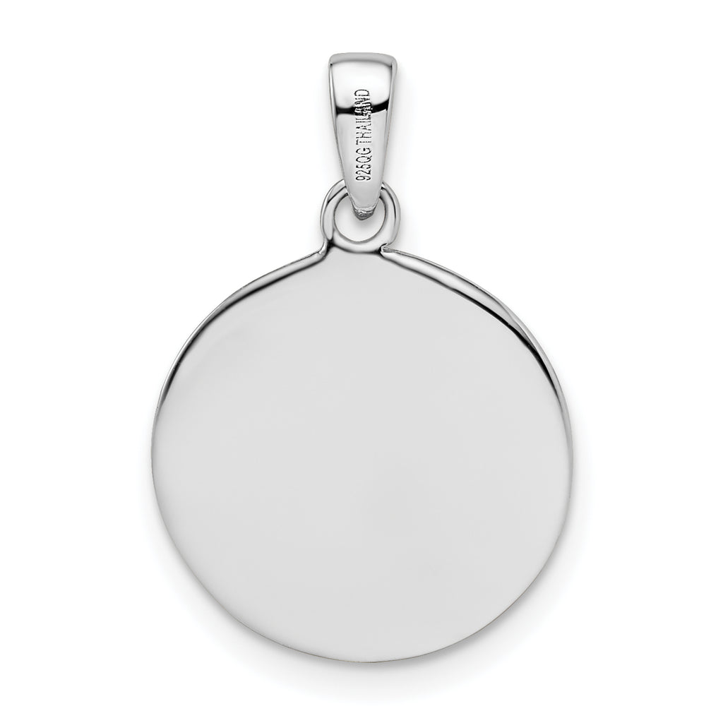 Sterling Silver Rhodium-plated Oxidized Circle Tree Pendant