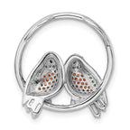 Sterling Silver Rhodium-plated CZ Birds on Perch Chain Slide