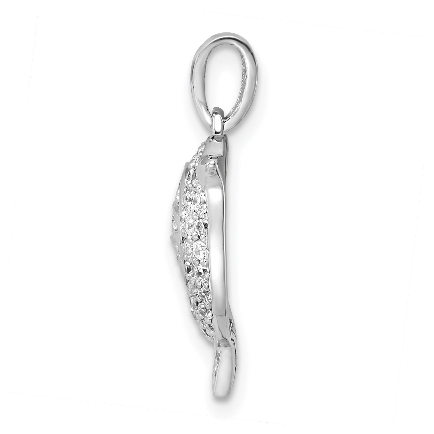 Sterling Silver Rhodium-plated CZ Bird Pendant Secondary image
