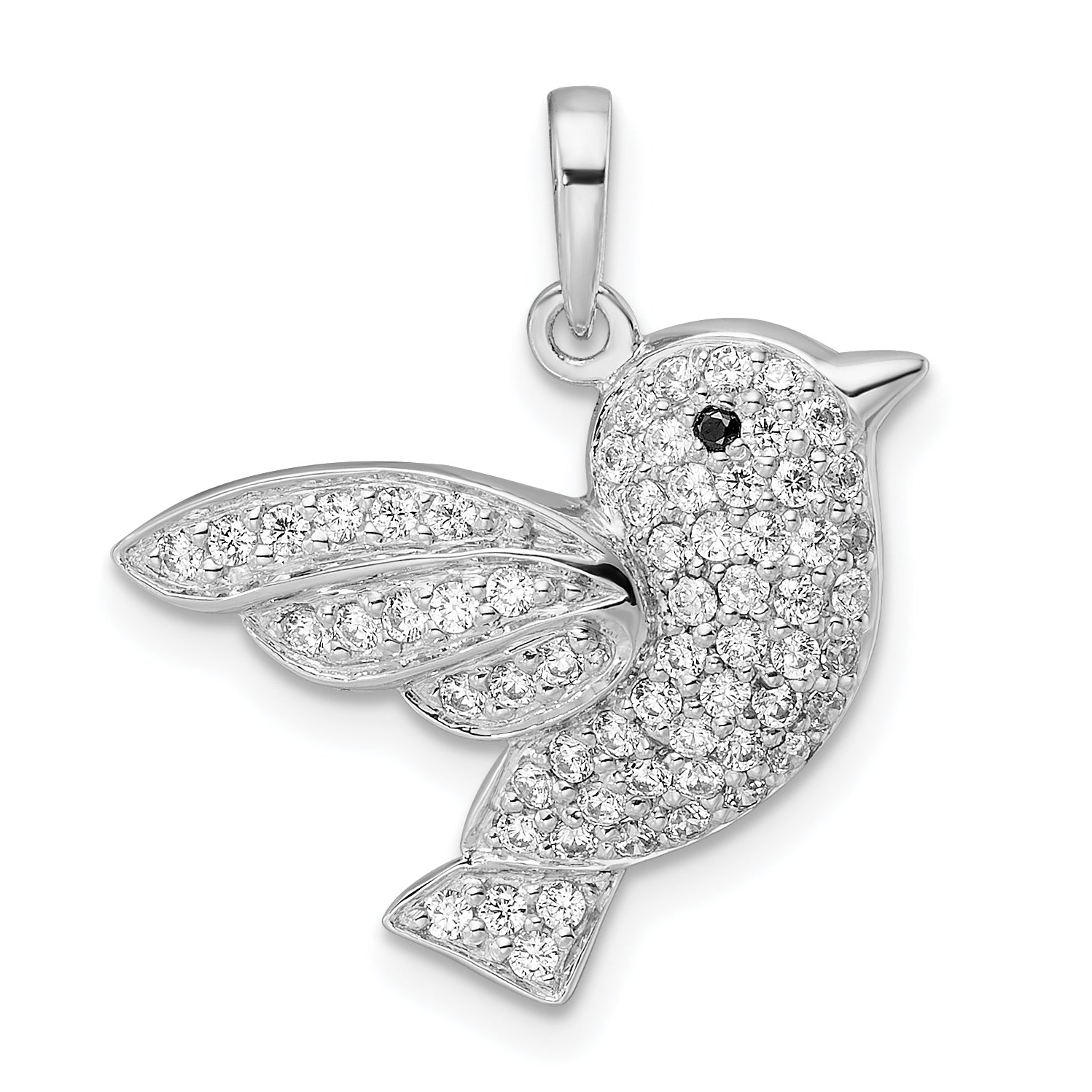 Sterling Silver Rhodium-plated CZ Bird Pendant Main image