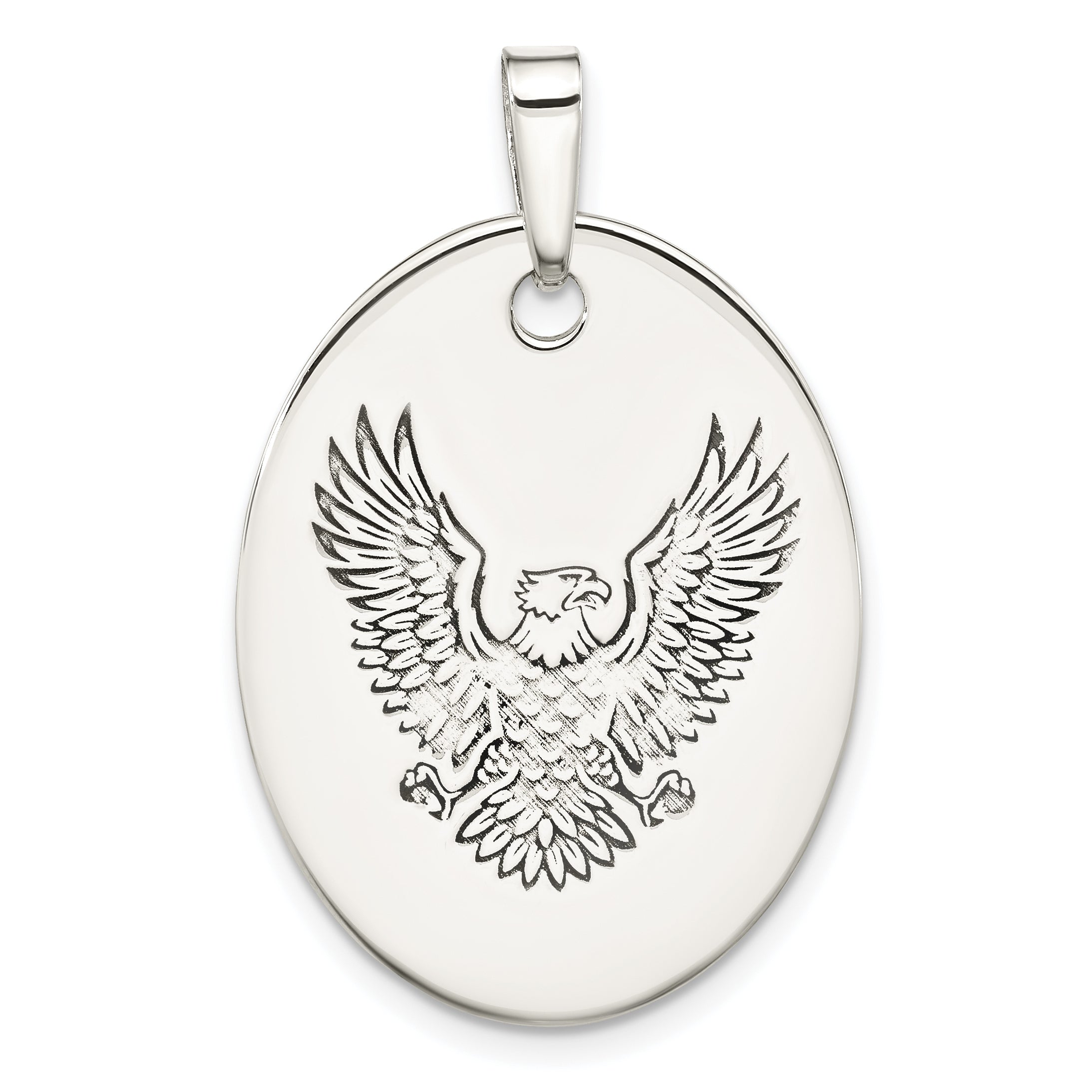 Sterling Silver Antiqued Polished Eagle Oval Pendant Main image