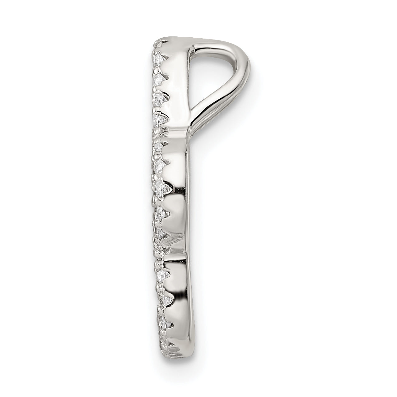 Sterling Silver Rhodium-plated Polished CZ Paw Print Chain Slide Secondary image