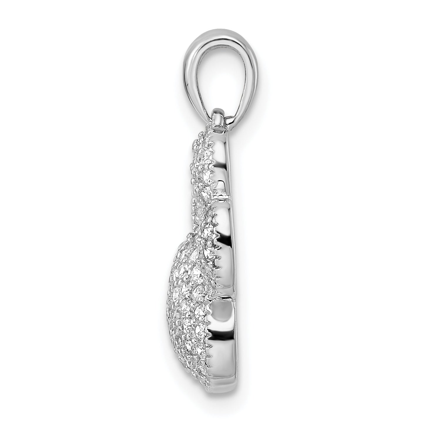 Sterling Silver Rhodium-plated Polished CZ Paw Print Pendant Secondary image