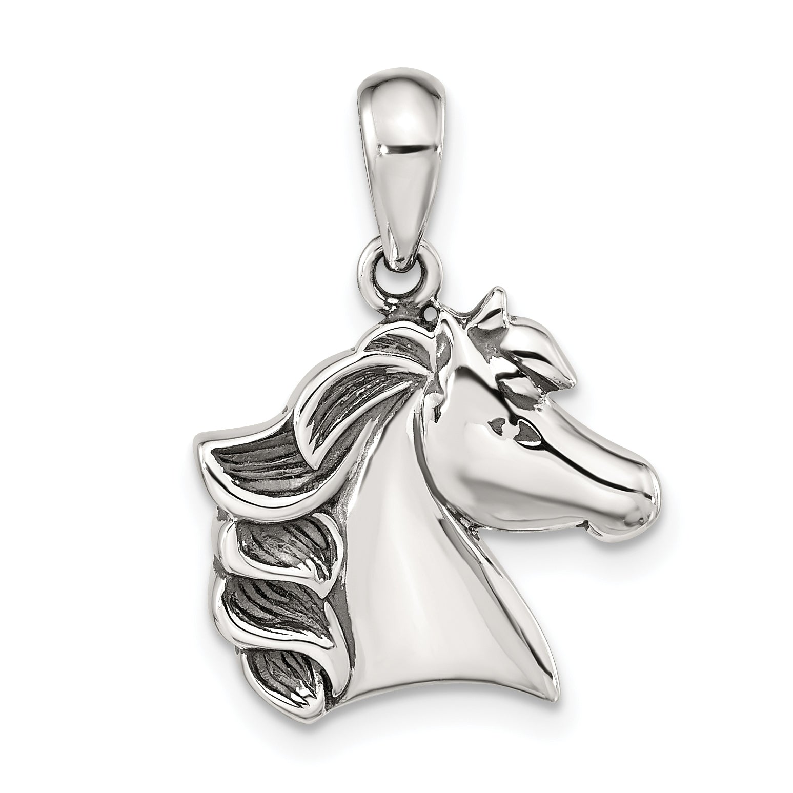 Sterling Silver Antiqued Polished Horse Pendant Main image