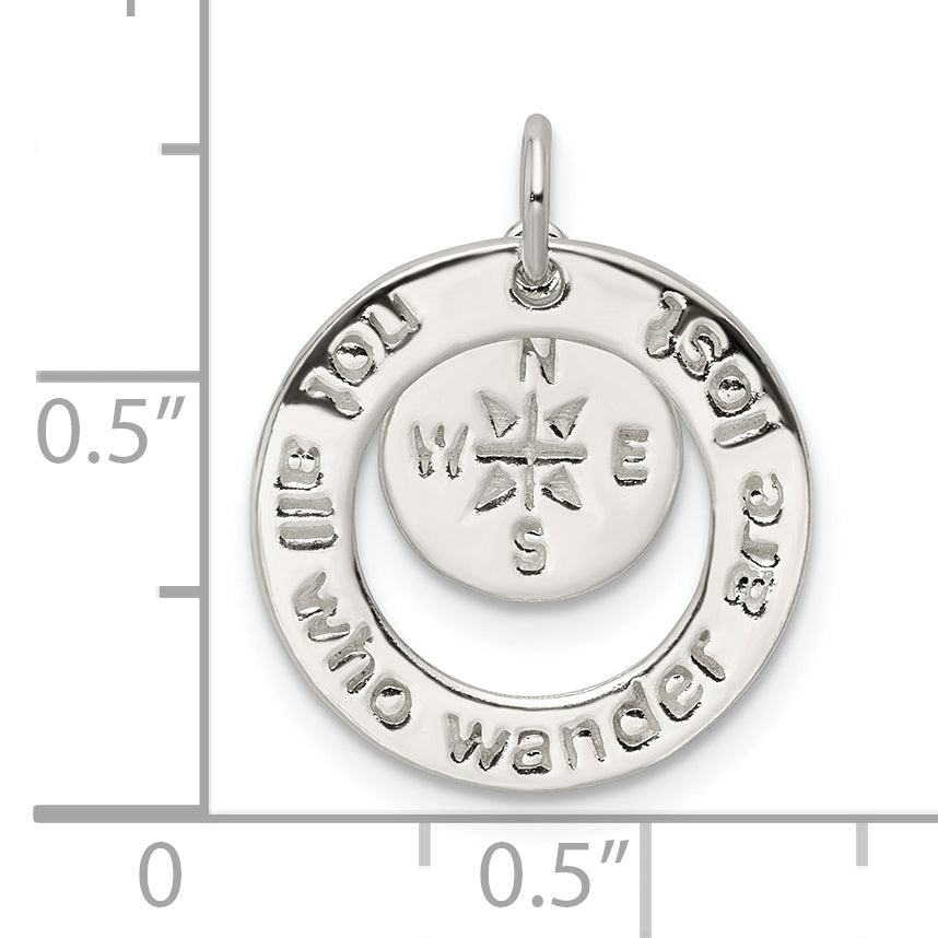 Sterling Silver Round NOT ALL WHO WANDER Pendant