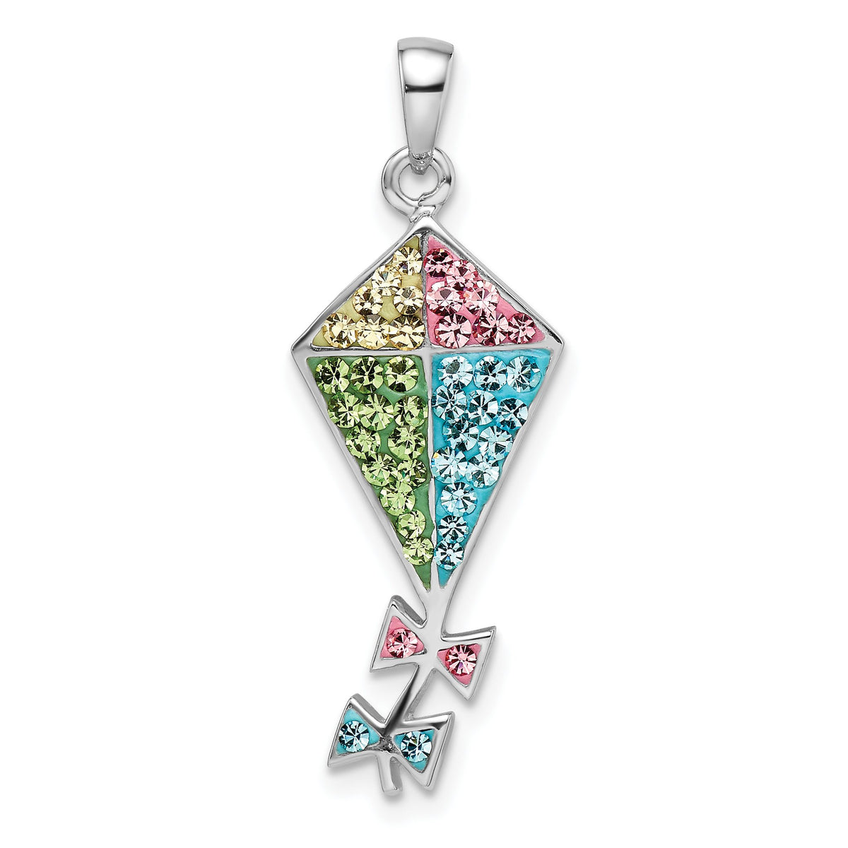 Multi-Color Crystal Kite Pendant in Sterling Silver, 32mm - Sophia Jewelers Main image