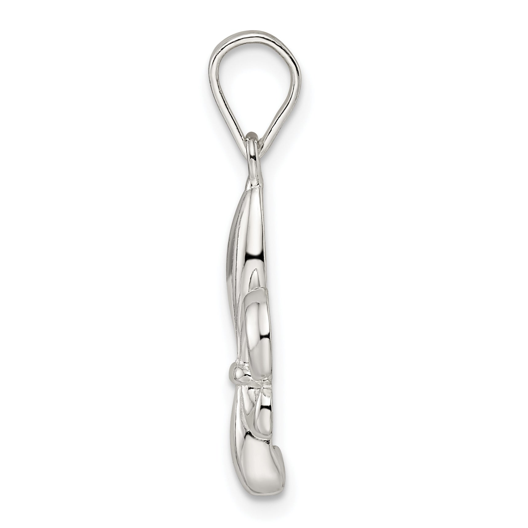 Sterling Silver Rhodium-plated Fleur de Lis Pendant