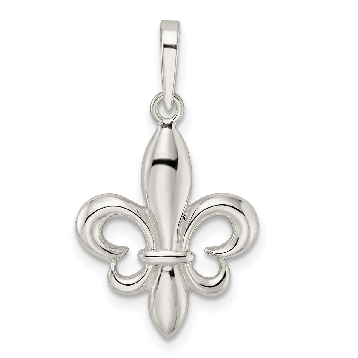 Sterling Silver Rhodium-plated Fleur de Lis Pendant