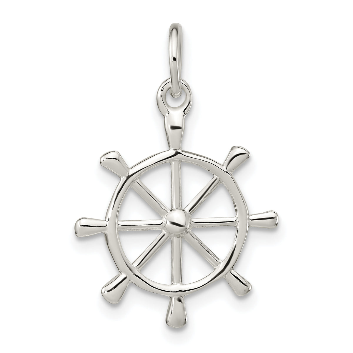 Sterling Silver Polished Ship's Wheel Pendant