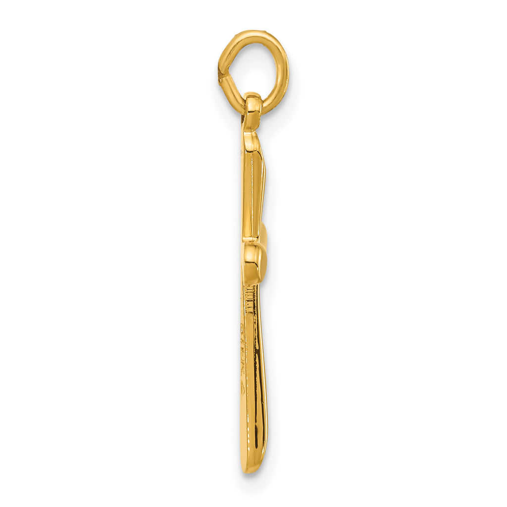 Sterling Silver Gold-plated Polished Round Tapered Ends Cross Pendant