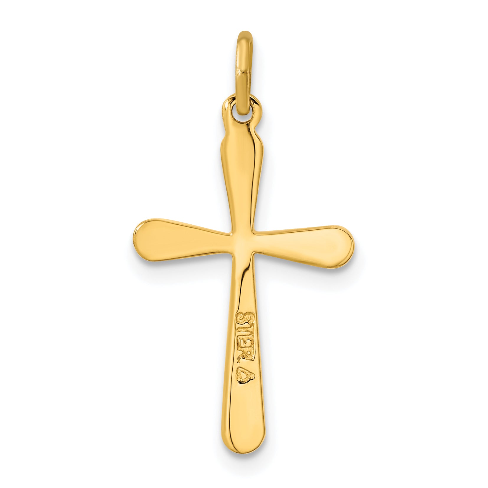 Sterling Silver Gold-plated Polished Round Tapered Ends Cross Pendant